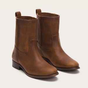 Frye cognac leather Cara Short boots